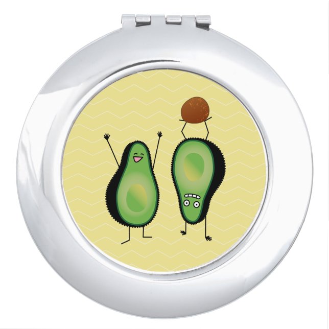 Avocado funny cheering handstand green pit compact mirror (Front)