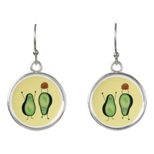 Avocado funny cheering handstand green pit earrings