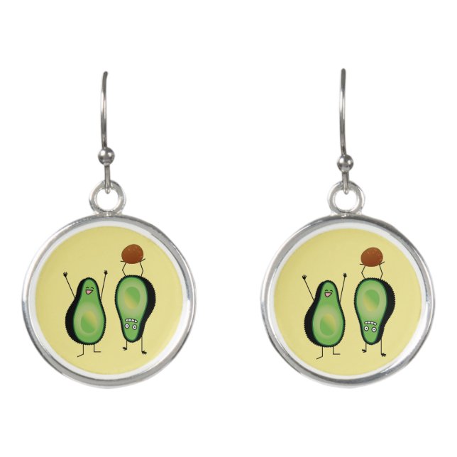 Avocado funny cheering handstand green pit earrings (Front)