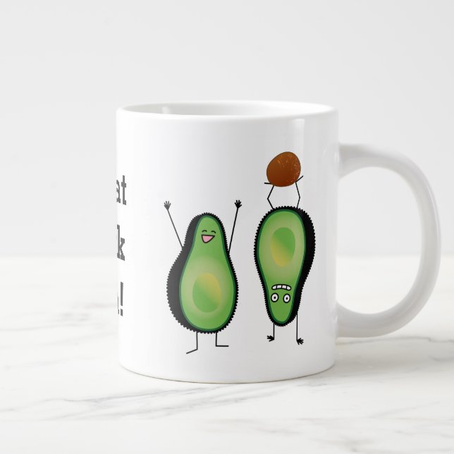 Avocado funny cheering handstand green pit giant coffee mug (Right)