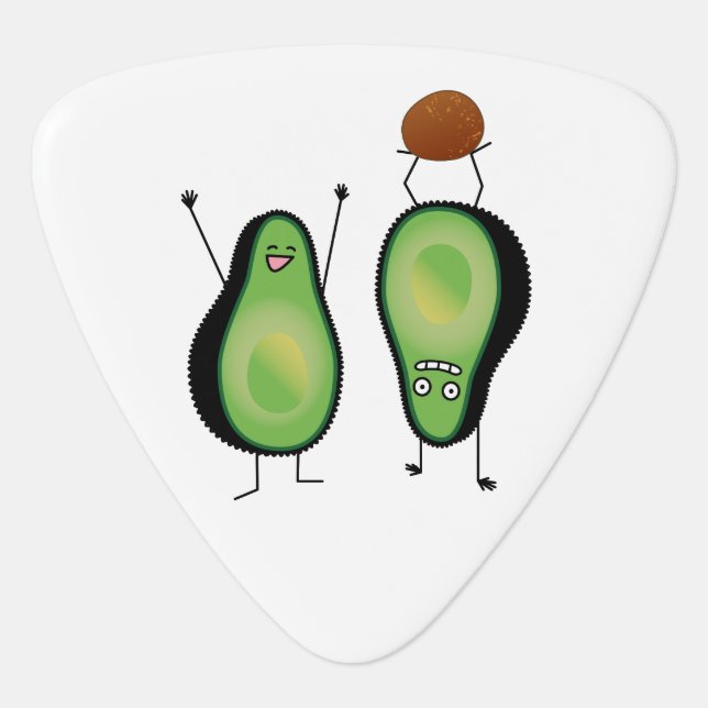 Avocado funny cheering handstand green pit guitar pick (Front)