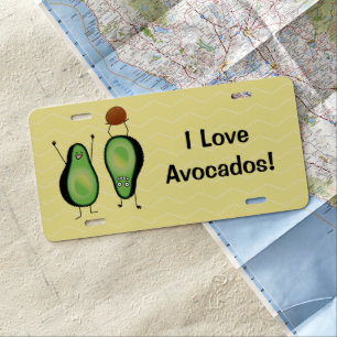Avocado funny cheering handstand green pit license plate