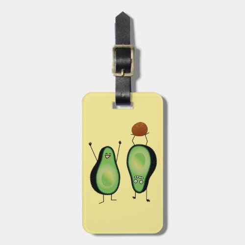 Avocado funny cheering handstand green pit luggage tag