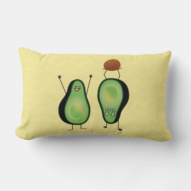 Avocado funny cheering handstand green pit lumbar pillow (Front)