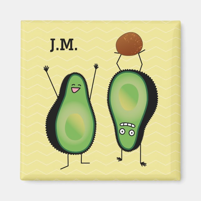 Avocado funny cheering handstand green pit magnet (Front)