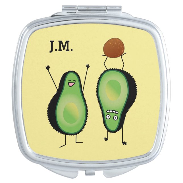 Avocado funny cheering handstand green pit makeup mirror (Front)