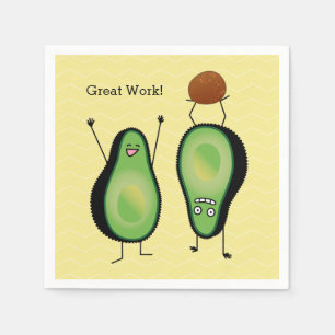 Avocado funny cheering handstand green pit napkins