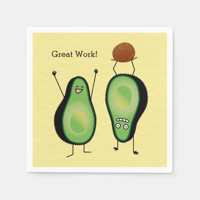 Avocado funny cheering handstand green pit napkins (Front)