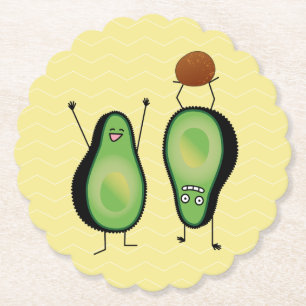 Avocado funny cheering handstand green pit paper coaster