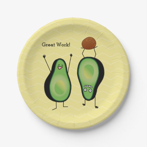 Avocado funny cheering handstand green pit paper plates