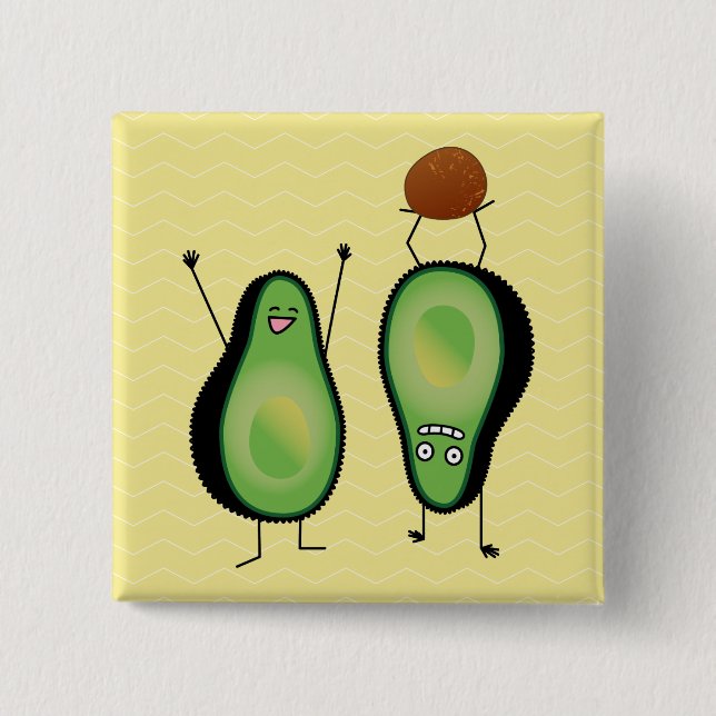 Avocado funny cheering handstand green pit pinback button (Front)