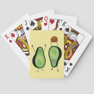 Avocado funny cheering handstand green pit poker cards