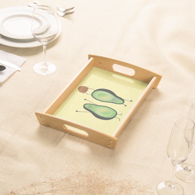 Avocado funny cheering handstand green pit serving tray (Front)