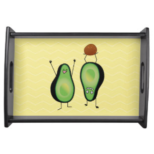 Avocado funny cheering handstand green pit serving tray
