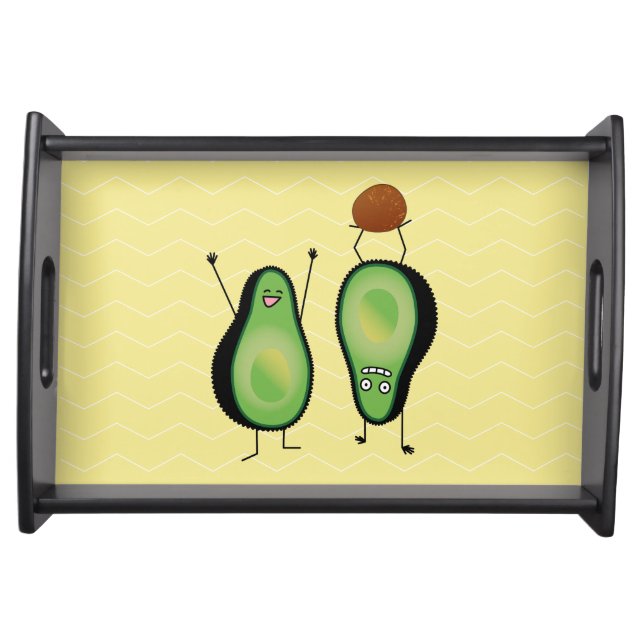 Avocado funny cheering handstand green pit serving tray (Front)