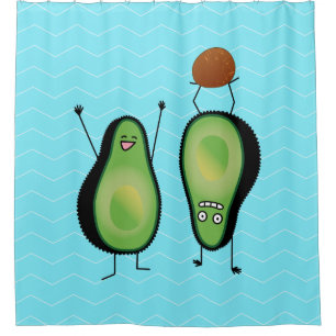 Avocado funny cheering handstand green pit shower curtain