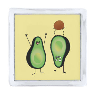 Avocado funny cheering handstand green pit silver finish lapel pin