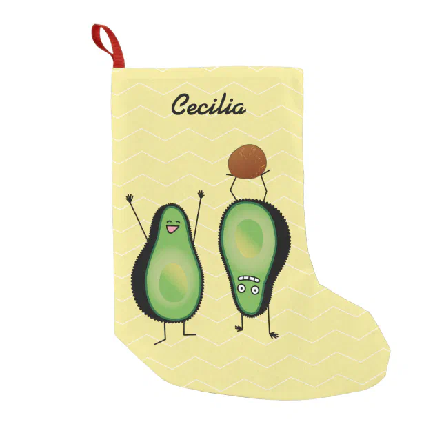 Avocado funny cheering handstand green pit small christmas stocking ...