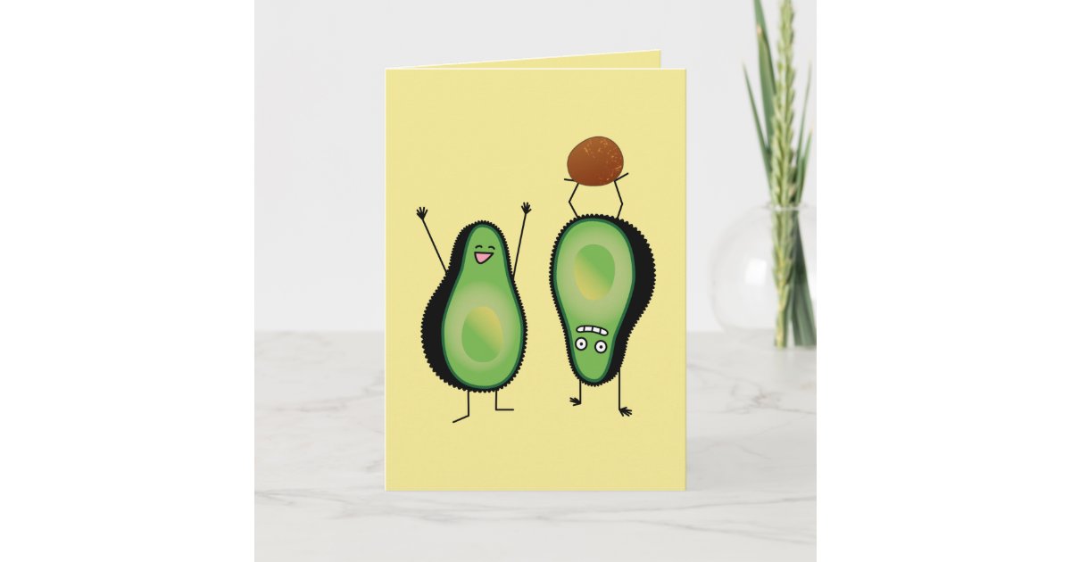 Avocado funny cheering handstand green pit thank you card | Zazzle