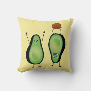 Avocado funny cheering handstand green pit throw pillow