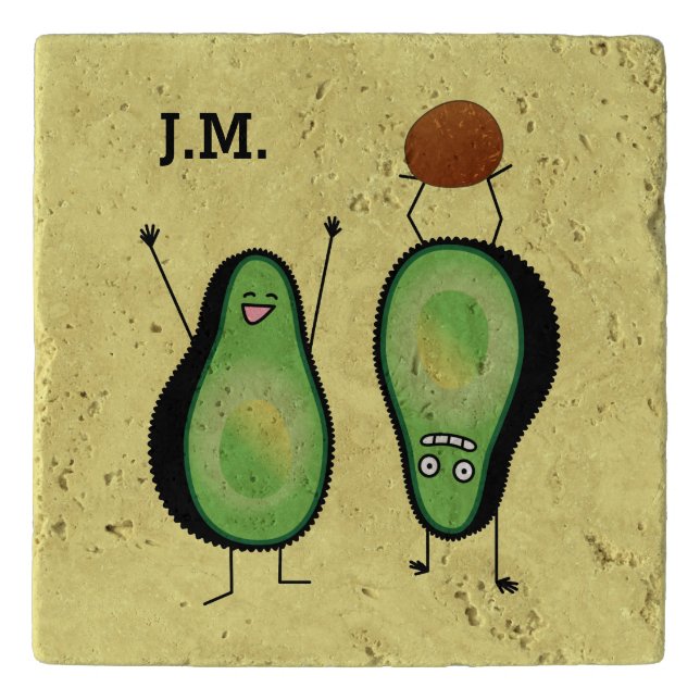 Avocado funny cheering handstand green pit trivet (Front)