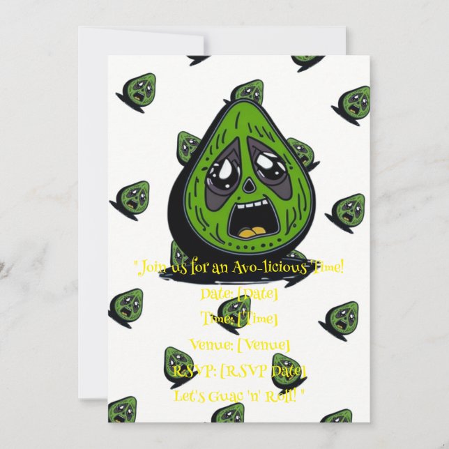 Avocado funny face invitation (Front)