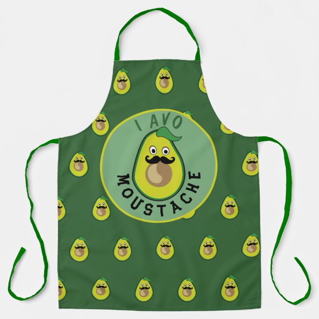 Avocado funny meme text moustache green fruit apron (Front)