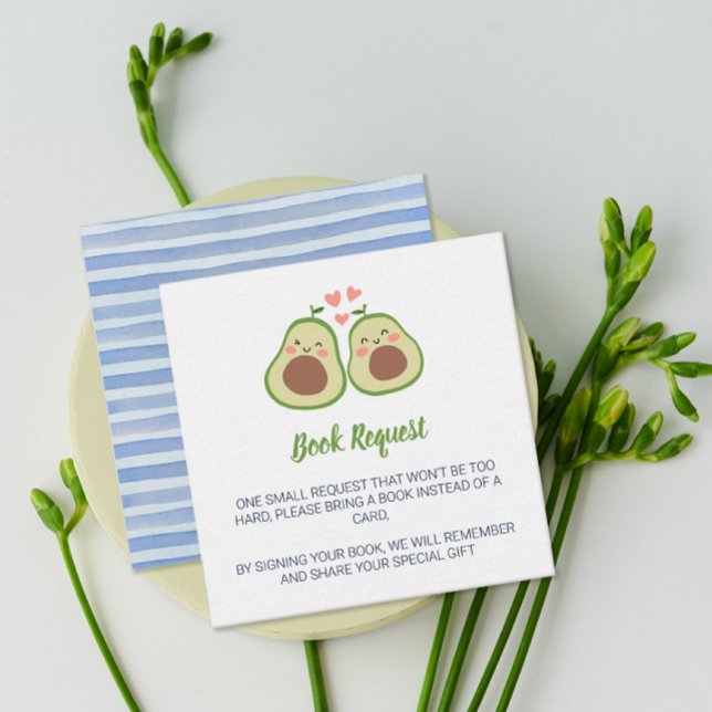 Avocado Gender Neutral Baby Shower Book Request Enclosure Card (Avocado Gender Neutral Baby Shower Book Request Enclosure Card)
