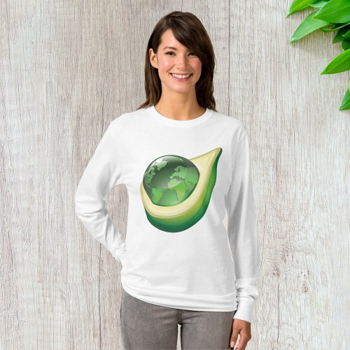 Avocado Globe Womens Long_Sleeve T_Shirt