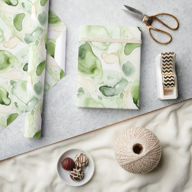 Avocado Green Abstract Wrapping Paper (Crafts)