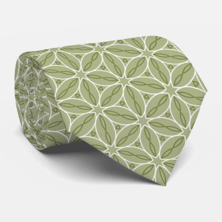 Avocado Green and White Pattern Neck Tie