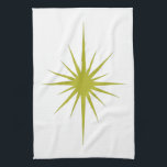 Avocado Green Atomic Star Mid Century Hand Towel<br><div class="desc">Add a pop of retro color to your kitchen with this adorable avocado green atomic star mid century kitchen towel.</div>