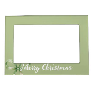 Avocado Green Bow Christmas Magnetic Frame