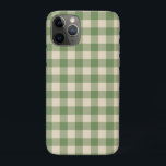 Avocado Green Cottagecore Gingham Check Plaid iPhone 11 Pro Case<br><div class="desc">Modern spring picnic trend,  with gingham plaid tartan pattern in avocado green and cream colors.</div>