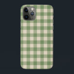 Avocado Green Cottagecore Gingham Check Plaid iPhone 11 Pro Case<br><div class="desc">Modern spring picnic trend,  with gingham plaid tartan pattern in avocado green and cream colors.</div>