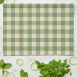 Avocado Green Cottagecore Gingham Check Plaid Kitchen Towel<br><div class="desc">Modern spring picnic trend,  with gingham plaid tartan pattern in avocado green and cream colors.</div>