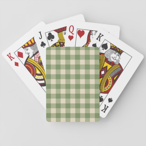 Avocado Green Cottagecore Gingham Check Plaid Poker Cards