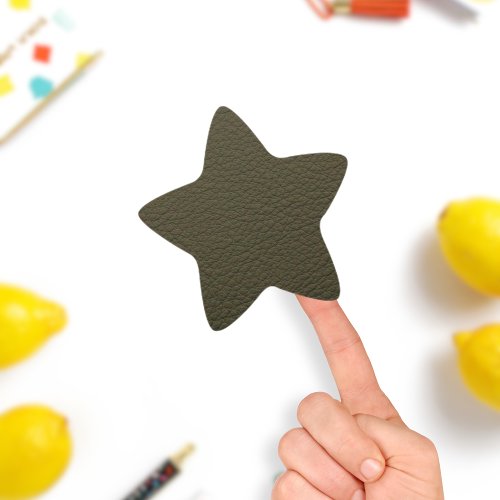 Avocado Green Faux Leather Star Sticker