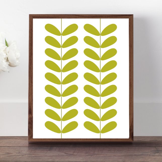 Avocado Green Flower Buds Mid Century Modern Poster (Creator Uploaded)
