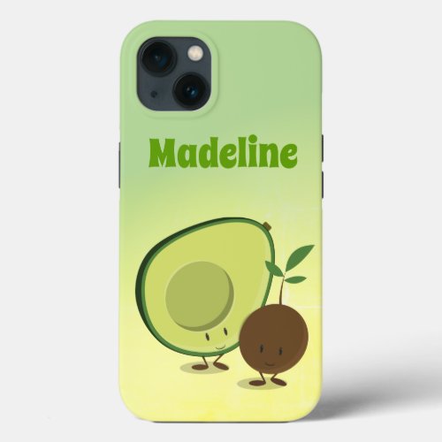 Avocado Green Food Name Monogram iPhone 13 Case