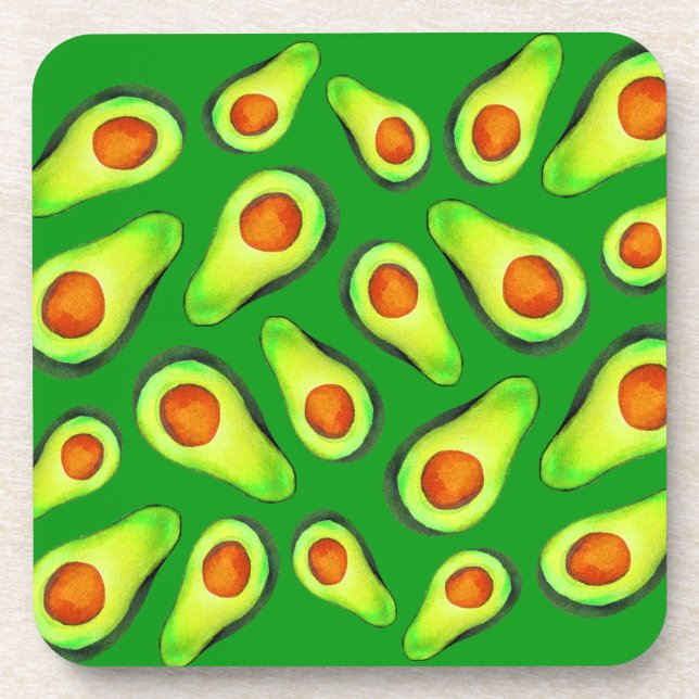 Avocado green health fruit foodie beverage coaster (Front)