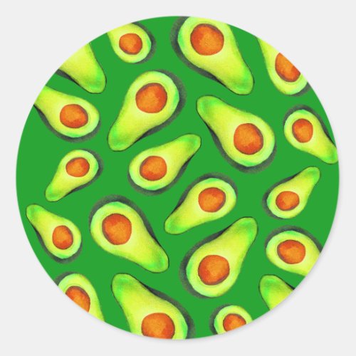 Avocado green health fruit foodie classic round sticker