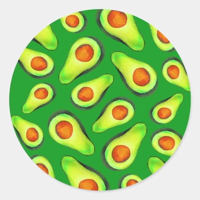 Avocado green health fruit foodie classic round sticker (Front)