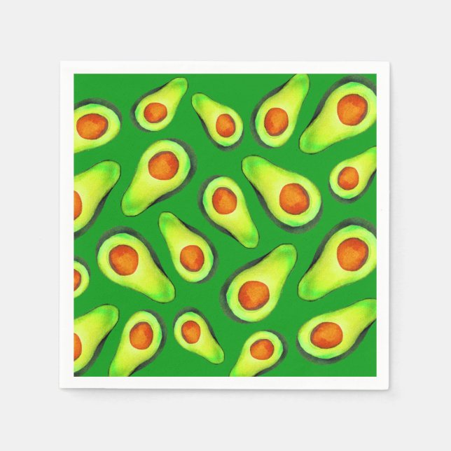 Avocado green health fruit foodie napkins (Front)