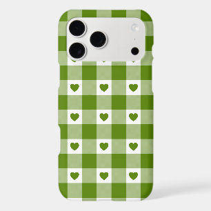 Avocado Green Heart Plaid Gingham iPhone Case