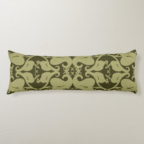 Avocado Green Modern Elegant Leaf Pattern Body Pillow