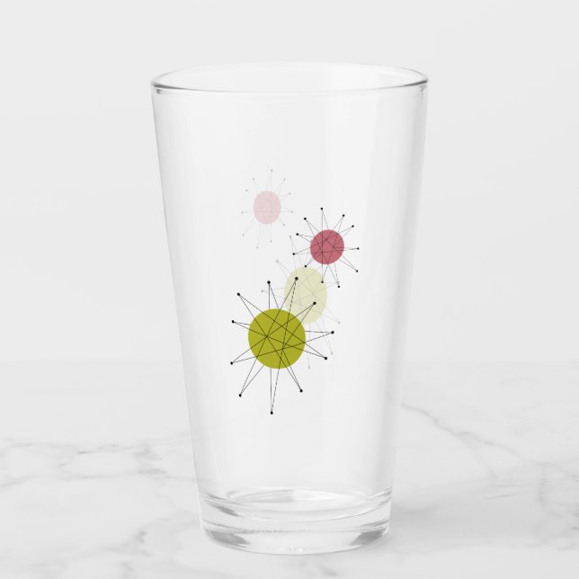 Avocado Green Pink Franciscan Starburst Midcentury Glass (Front)