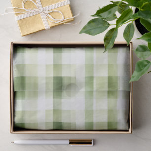 Avocado Green Plaid Stripes Birthday Tissue Paper