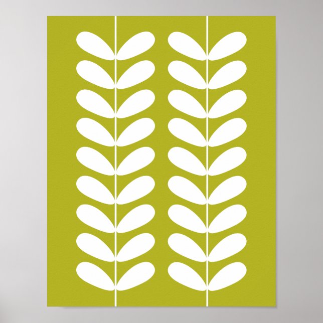 Avocado Green Plant Retro Mid Century Wall Art (Front)