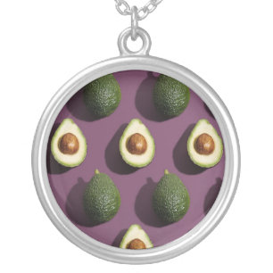 Avocado Green Purple Silver Plated Necklace